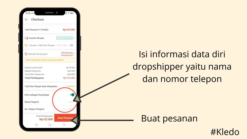 cara dropshipper shopee