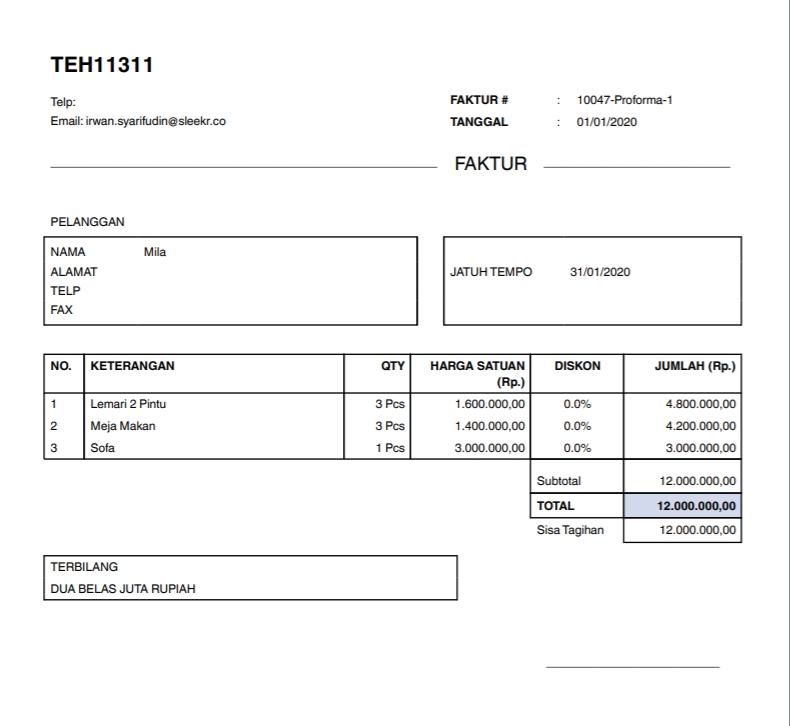 proforma invoice