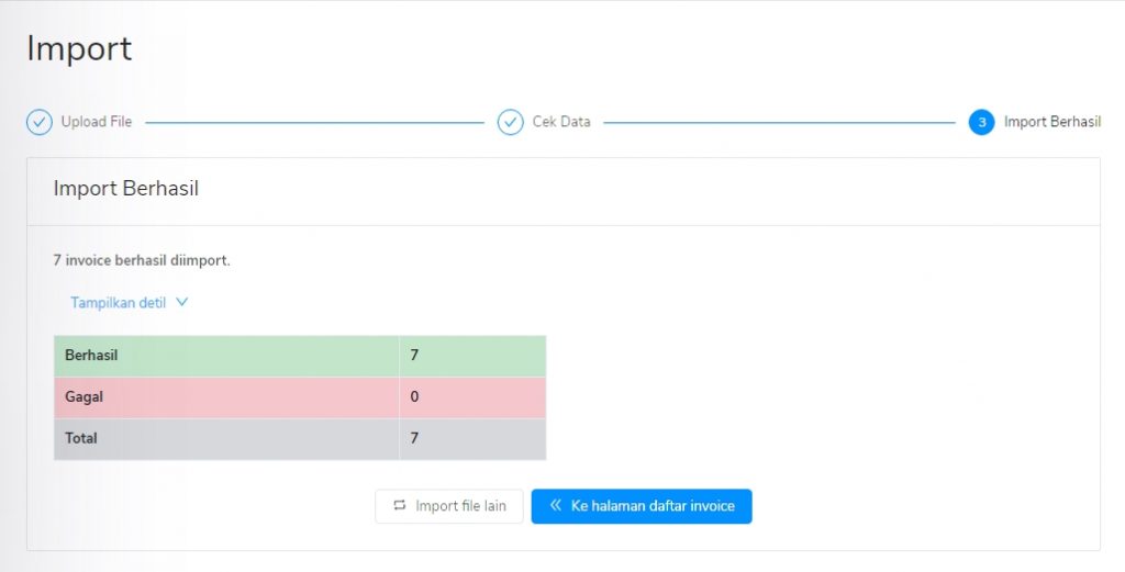 Import data sukses tagihan penjualan Target9Pos 