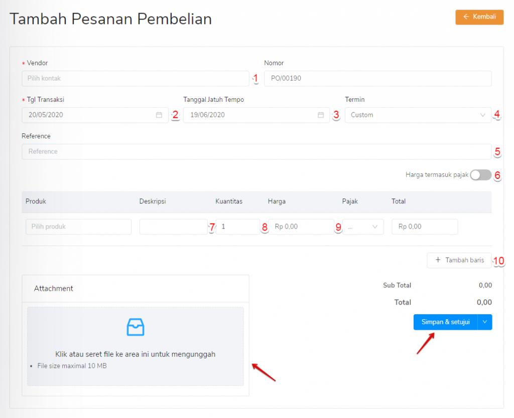 Form pesanan pembelian Target9Pos