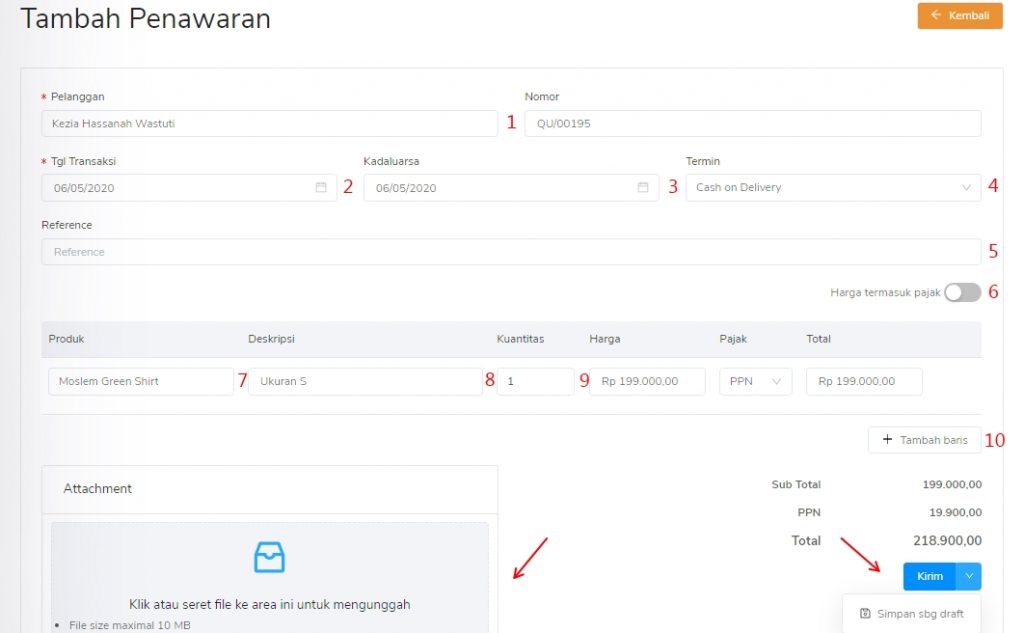 Form tambah penawaran Target9Pos