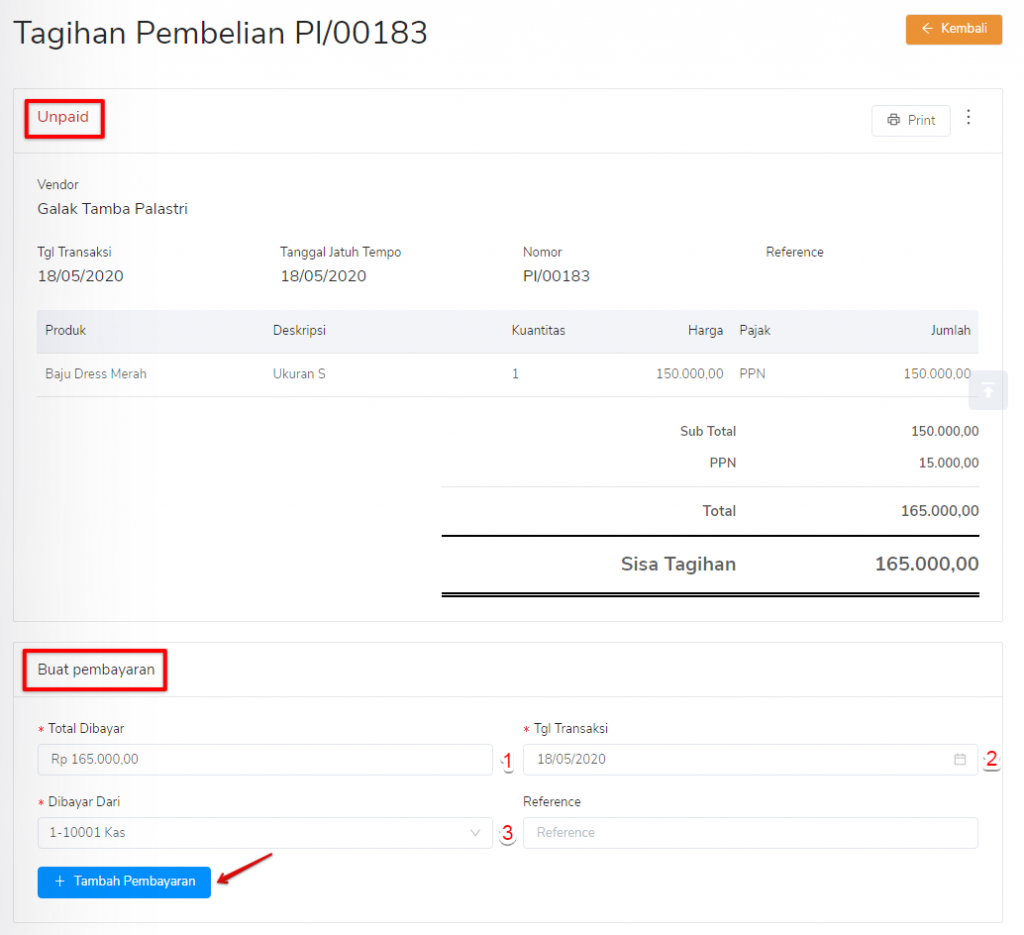 Pembayaran tagihan pembelian Target9Pos