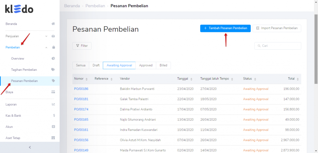 Tambah pesanan pembelian Target9Pos