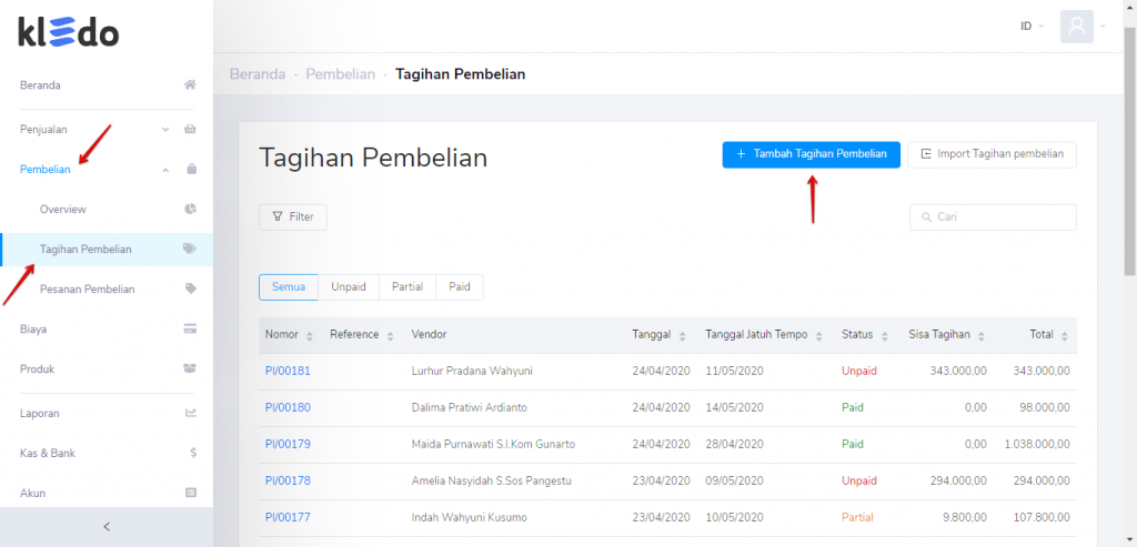 Tambah tagihan pembelian Target9Pos