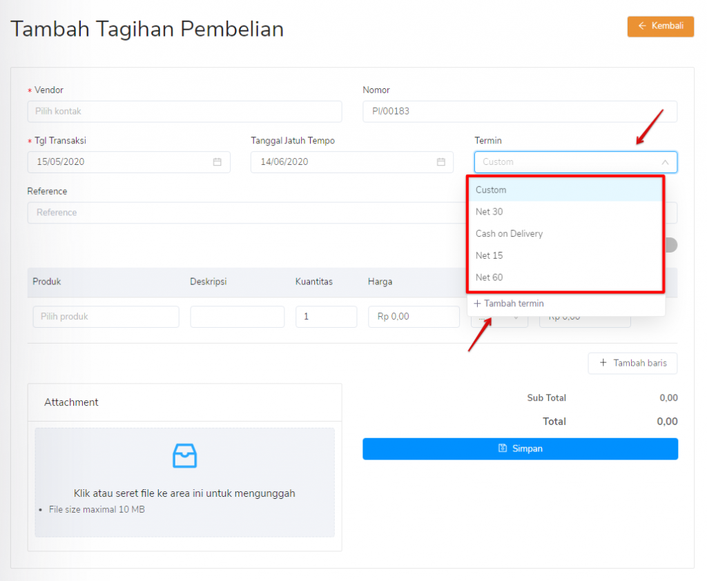 Termin pembayaran tagihan pembelian Target9Pos