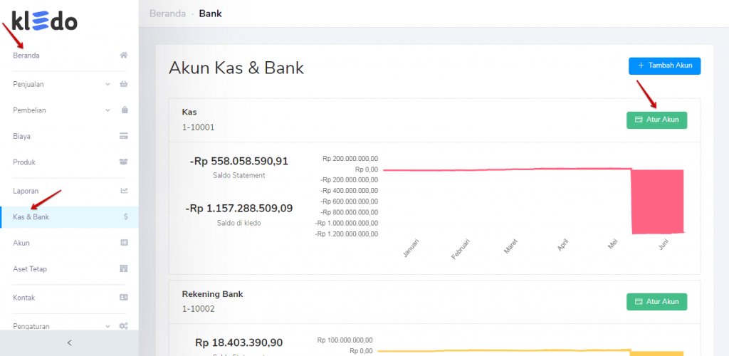 Atur akun kas & bank Target9Pos