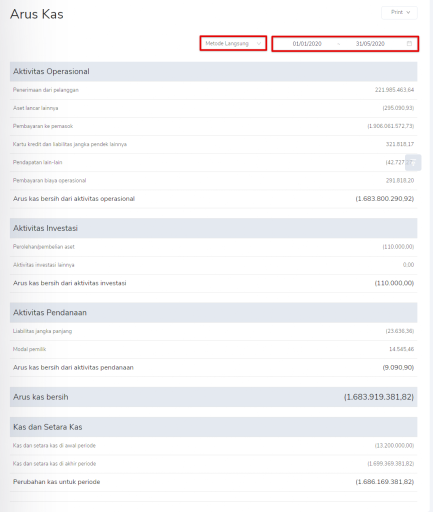 Laporan arus kas metode langsung Target9Pos