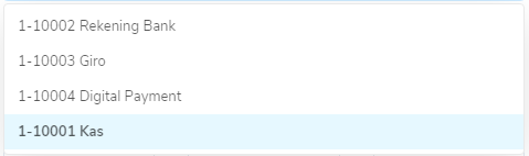 Pilih salah satu akun Kas & Bank pada Target9Pos