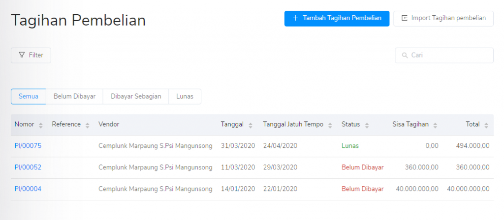 Detail pembelian per vendor Target9Pos