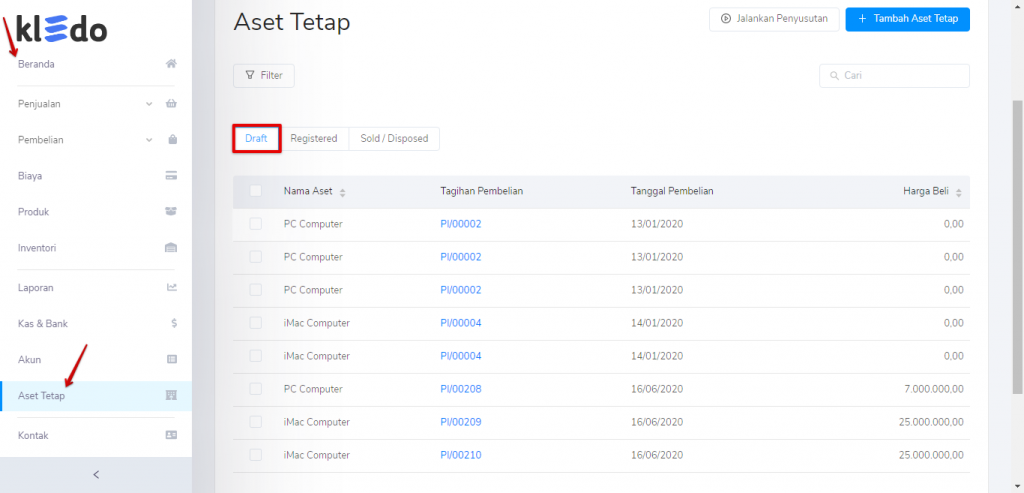 Draft status aset tetap