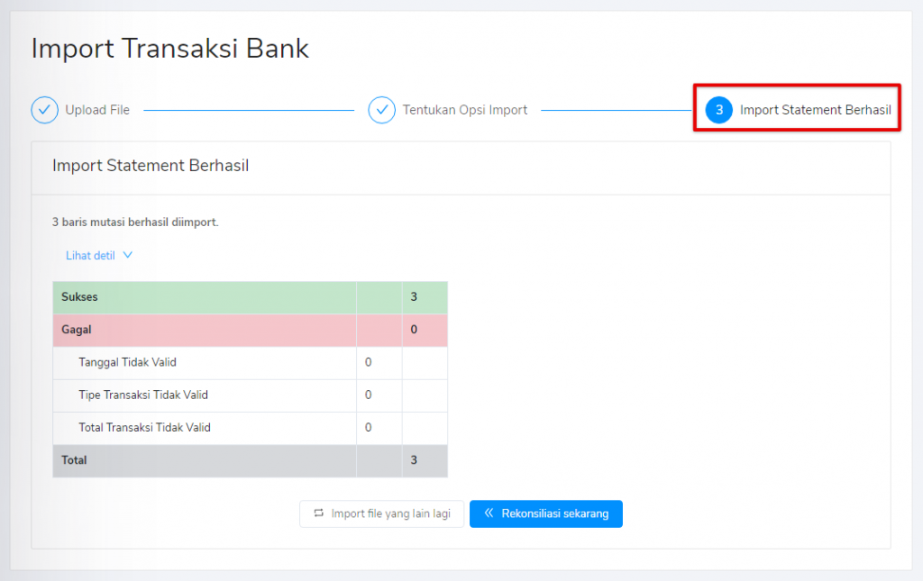 Import bank statement berhasil