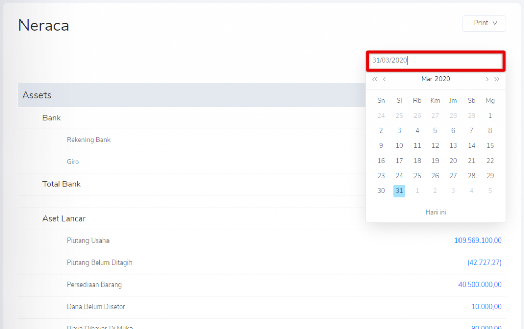 Input tanggal Laporan Necara dibutuhkan