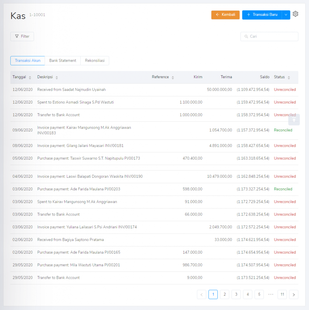 Detail kas & bank pada Target9Pos