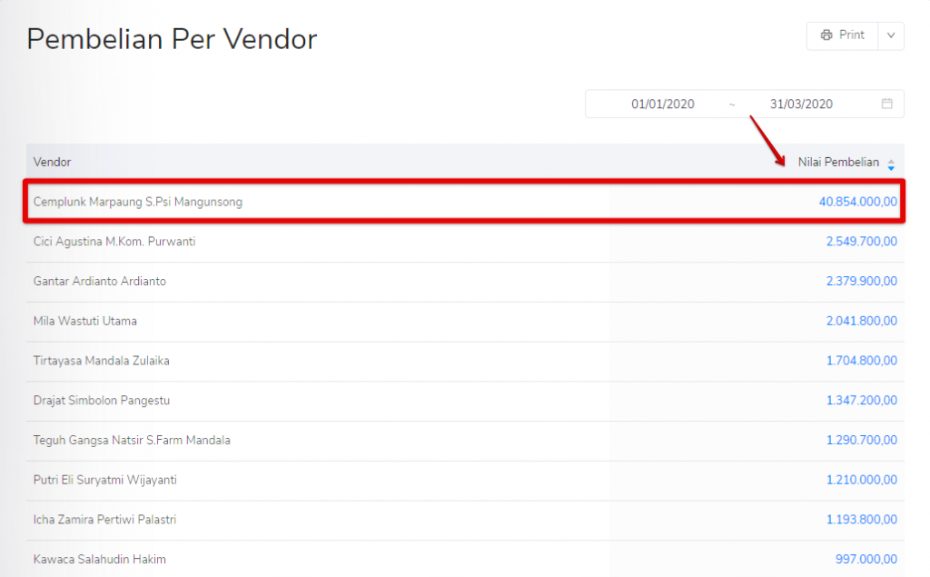 Lihat detail pembelian per vendor Target9Pos