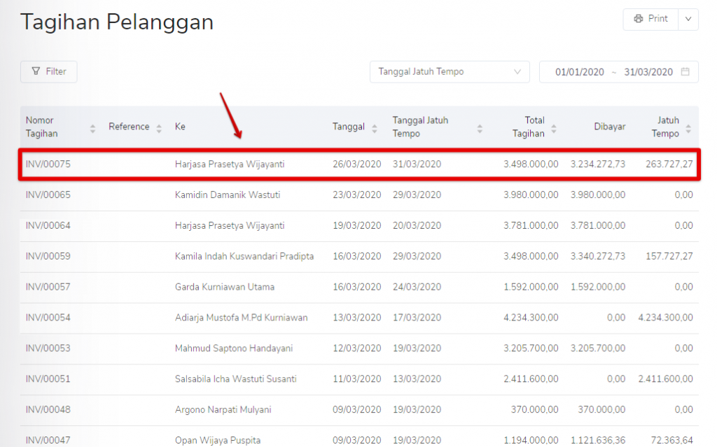 Lihat detail tagihan pelanggan Target9Pos