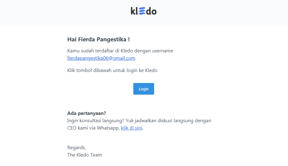 Email pemberitahuan pengguna aktif Target9Pos