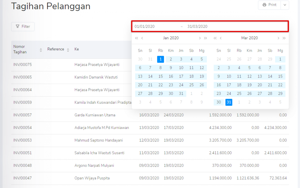 Periode tagihan pelanggan Target9Pos