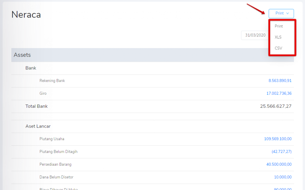 Print Laporan Neraca Target9Pos