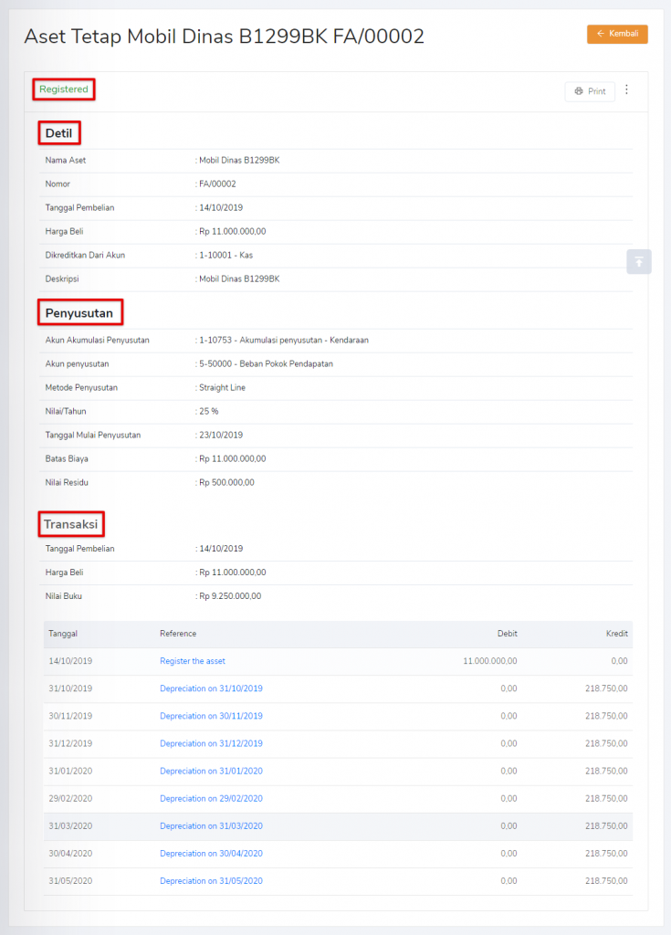 Status registered aset tetap Target9Pos