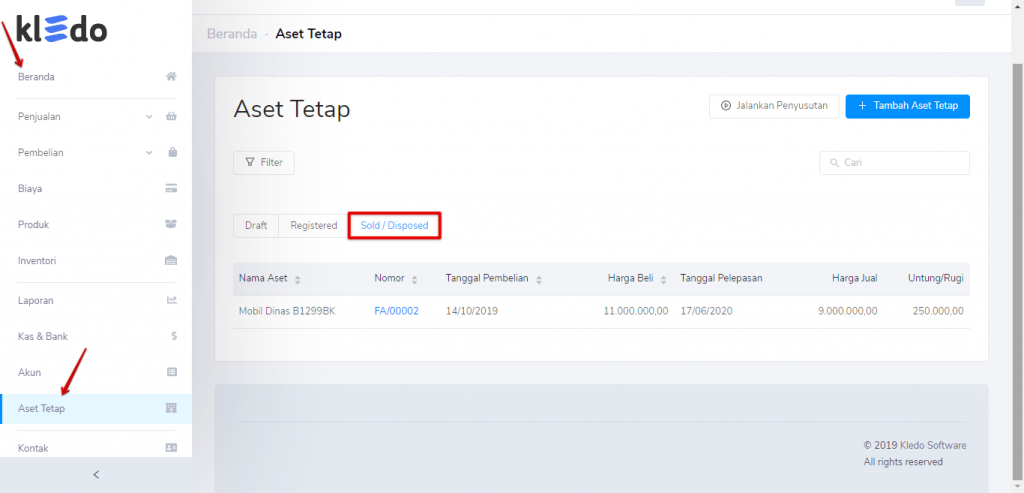 Sold/disposal aset tetap Target9Pos