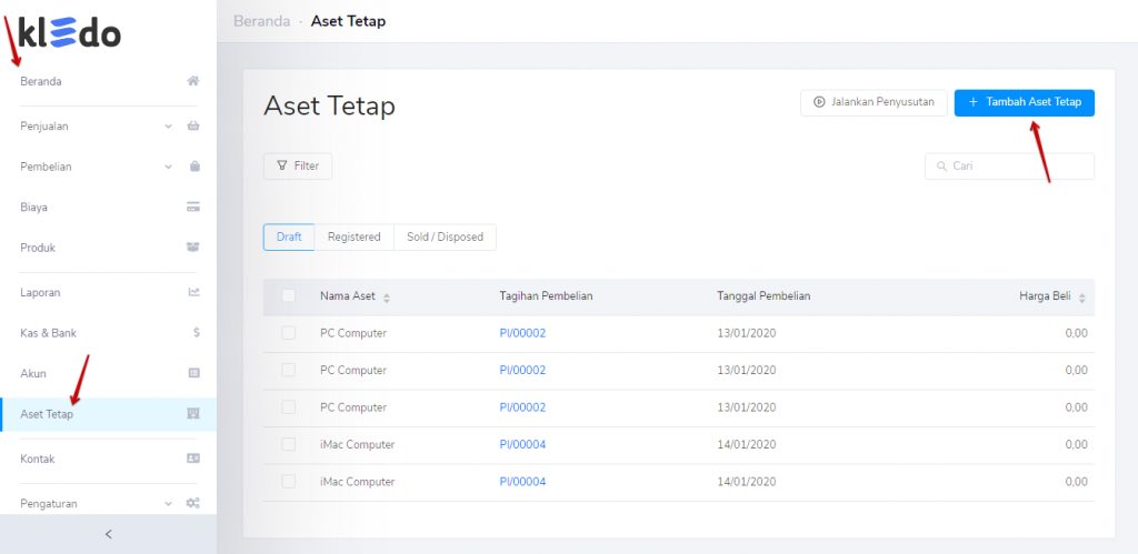 Tambah aset tetap Target9Pos