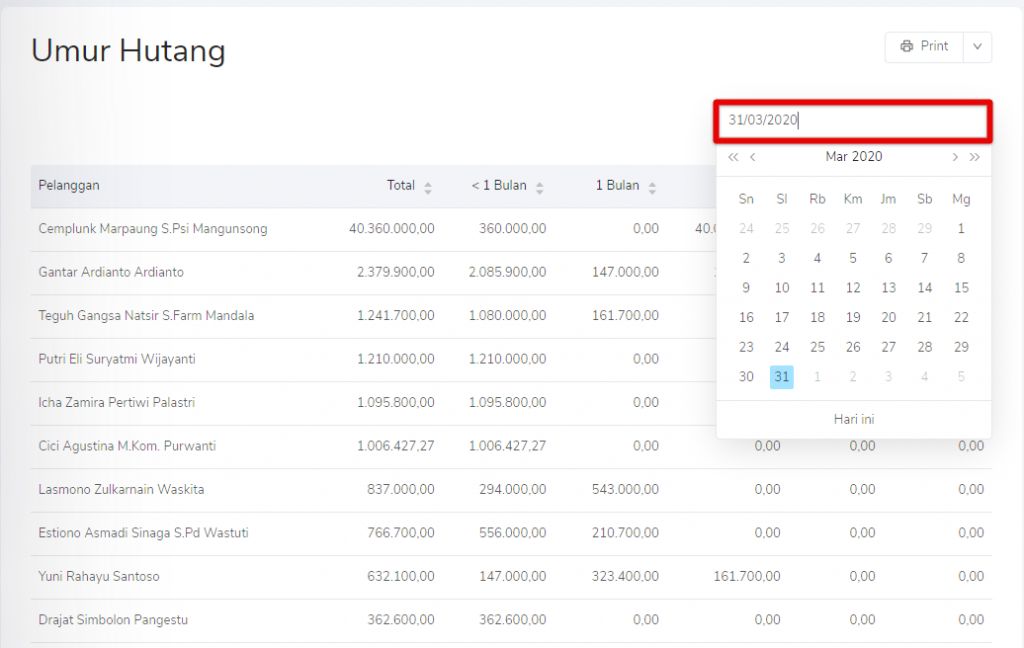 Periode umur hutang Target9Pos