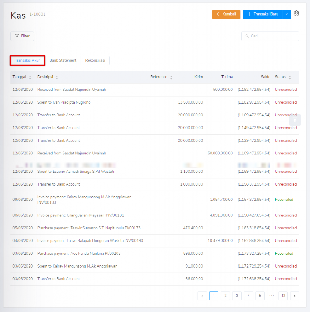 Transaksi akun kas & bank Target9Pos