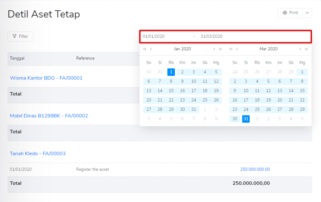 Periode laporan detil aset tetap Target9Pos
