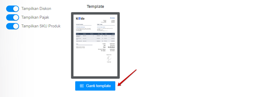 Ganti template pada layout invoice Target9Pos