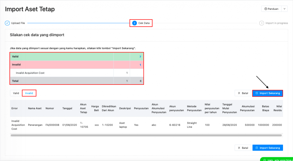 Data Aset Tetap invalid