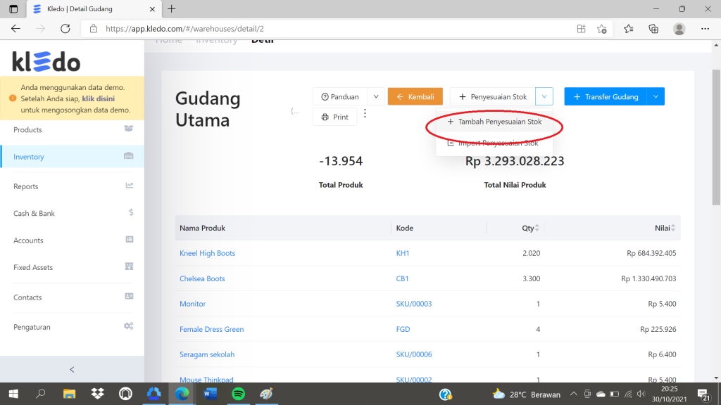 cara mencatat stok opname