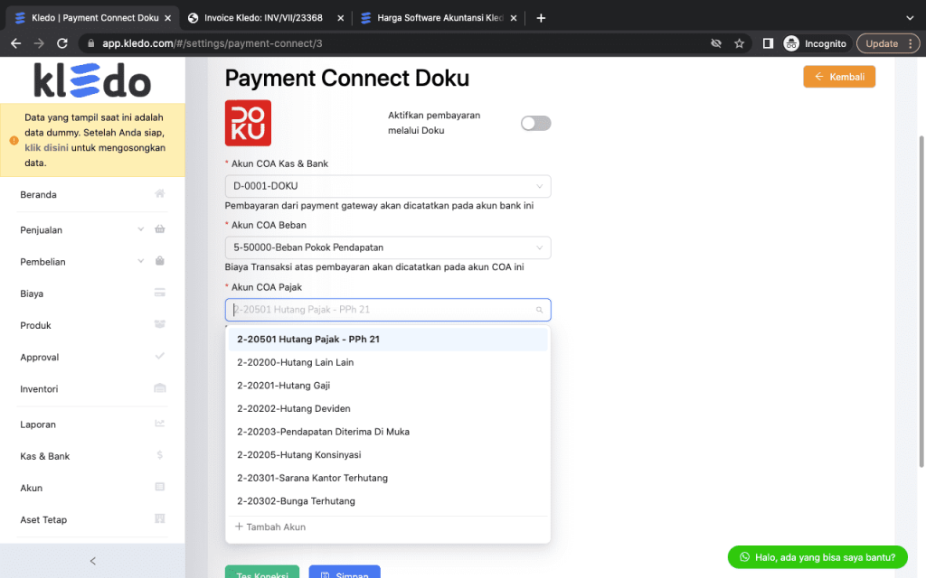 connect payment gateway DOKU 5